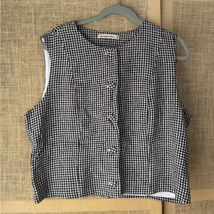 Abercrombie Linen Gingham Button Top